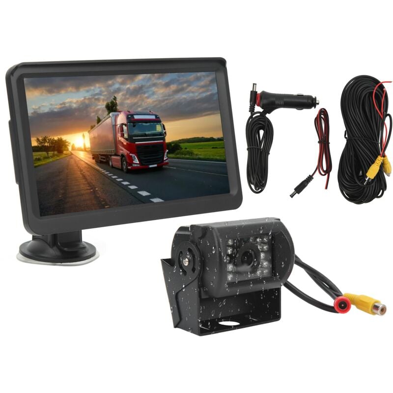Jeffergarden - Caméra de recul 7 pouces, moniteur 18 led, Vision nocturne, Kit de recul pour stationnement, pour voitures, camions, fourgonnettes, suv