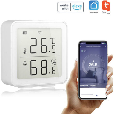 Jeffergarden ‌Capteur de Température Intelligent Sans Fil WiFi‌ - Compatible avec Tuya/Alexa - pour Automatisation Domotique