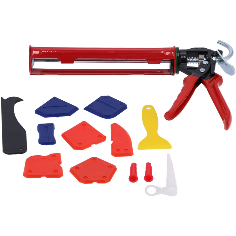 Jeffergarden Caulking Gun Tool Kit with Multi-Purpose Grout Squeegee, Manual Silicone Cartridge, DIY Kit