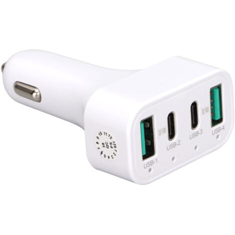 Jeffergarden Chargeur de voiture 40 W, charge rapide, adaptateur allume-cigare avec lumière LED, compatible avec tous les véhicules (DC 12 V à 24 V)