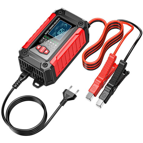 Jeffergarden Chargeur et Testeur de Batterie de Voiture 2 en 1 12V/6A, Charge d'Entretien Intelligent avec Réparation par Impulsions, pour Moto, AGM, Plomb-acide, LifePO4, Mesure SOC/SOH