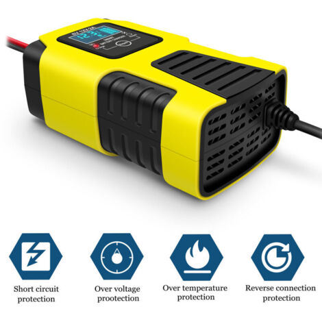 Jeffergarden Chargeurs de batterie pour motos 6V/2A 12V/2A, chargeur intelligent entièrement automatique, désulfateur d'entretien portable