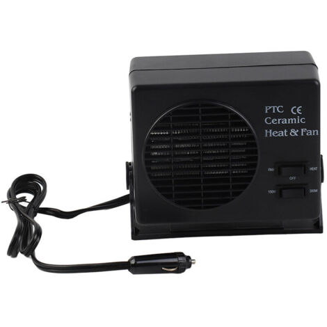 Jeffergarden Chauffage de voiture portable 12 V 300 W, dégivreur, ventilateur en céramique, noir