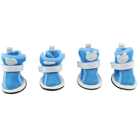 Jeffergarden Chaussures en maille pour chien, antidérapantes, respirantes, légères, à la mode, bottes d'été pour chiot, Bichon Teddy, bleu