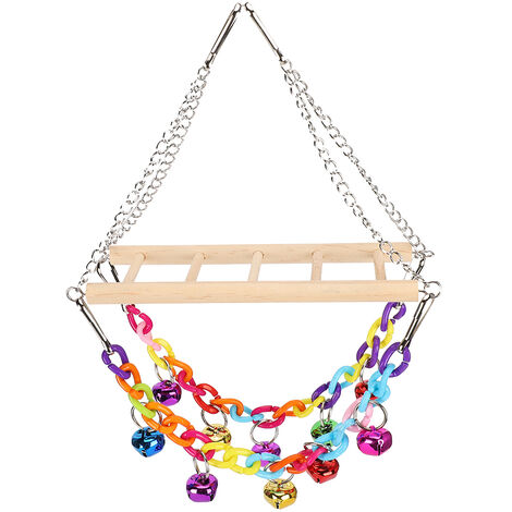 Jeffergarden chelle à chane en acrylique pour petits oiseaux, perroquet, pont suspendu, balanoire, jouet d'escalade avec cloches