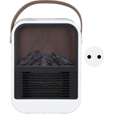 Jeffergarden Cheminée électrique avec flamme simulée, 1 000 W, protection contre la surchauffe, chauffage d'appoint portable et silencieux pour chambre à coucher, prise UE 220 V