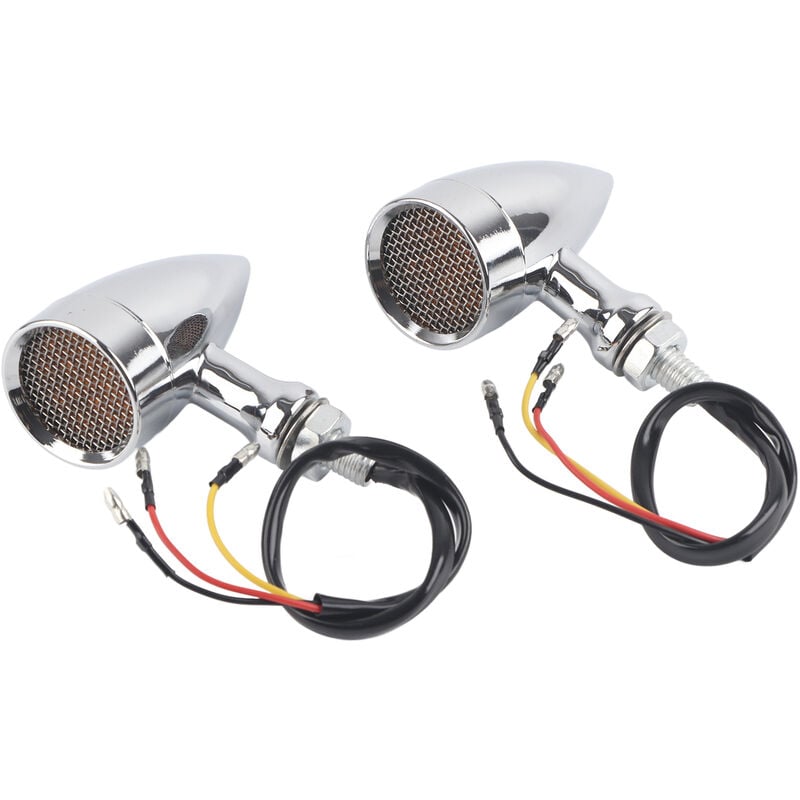 Clignotant led pour motos, 2 pièces, lumière ambre 12V, 10mm, coque chromée universelle - Jeffergarden