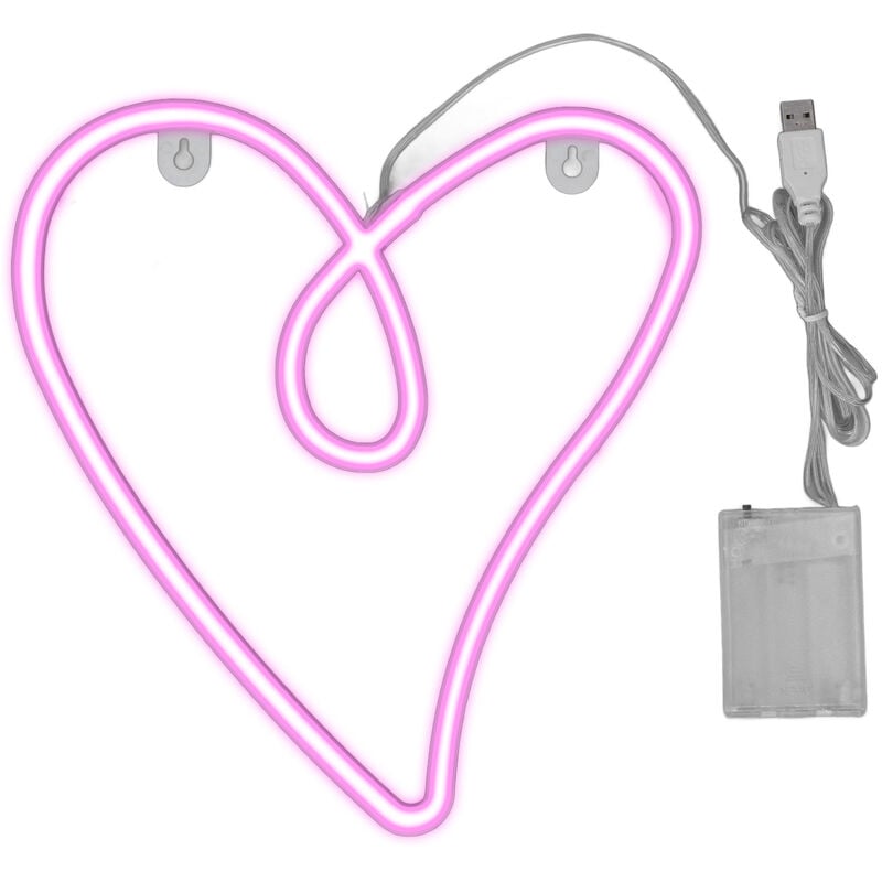 Jeffergarden - Coeur Néon Lumière Double Alimentation Rétro IP45 tanche led Néon Lampe pour Salon Saint Valentin Fête Bar Décor Rose Lumière