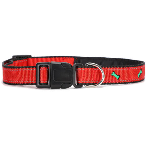 Jeffergarden Collier de sécurité réfléchissant en nylon pour chien et chat - Ajustable avec boucle - Taille Unique - Rouge