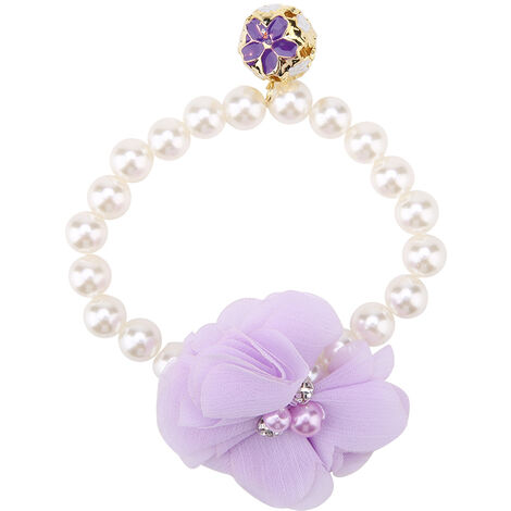 Jeffergarden Collier élastique en perles pour animaux de compagnie, accessoire de bijoux pour collier de chiot (violet)