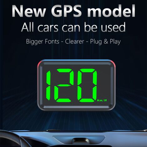 Jeffergarden Compteur de vitesse numérique GPS KM/H avec affichage tête haute pour voitures et camions, Plug and Play, grand écran haute définition