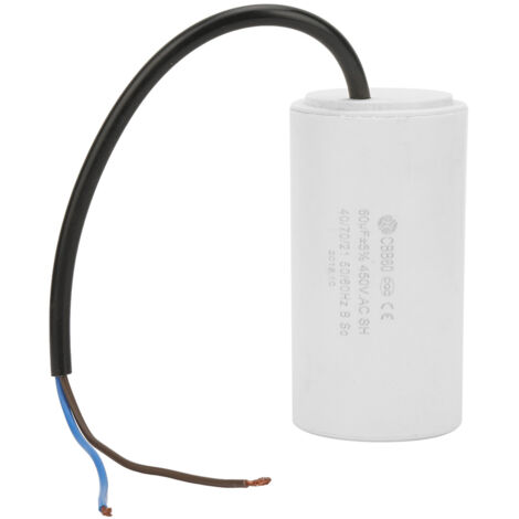 Jeffergarden – Condensateur AC portable 60µF – Tension 230V – ESR 0,2 – Fréquence 50/60Hz – Pour moteurs de climatiseur