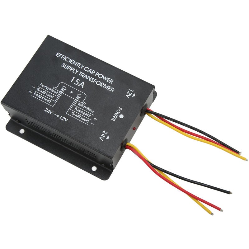 Jeffergarden - Convertisseur 24V à 12V, Protection contre les courts-circuits, réducteur de tension environnemental professionnel pour voiture, 15a