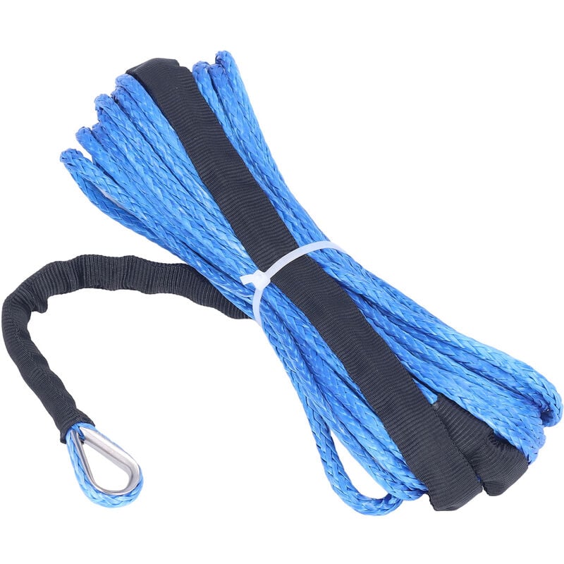 Jeffergarden Corde de treuil de remorque en Nylon bleu, 6mm x 15m/ 1/4 pouces x 50 pieds, remplacement résistant à l'usure pour ARB SUV camions UTV