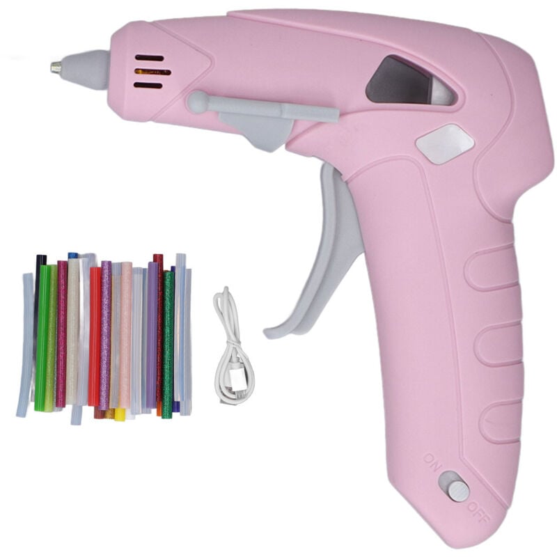 Jeffergarden - Cordless Glue Gun Rechargeable Handmade Anti-Hot Nozzle Electric with 30 Glue Sticks For Office Schools