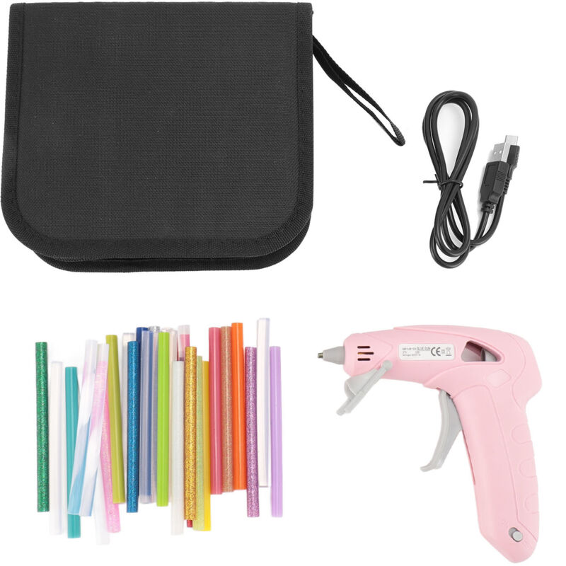 Jeffergarden - Cordless Hot Melt Adhesive Unit Handheld Electric usb Rechargeable Anti-Drip For Art Crafts Pink