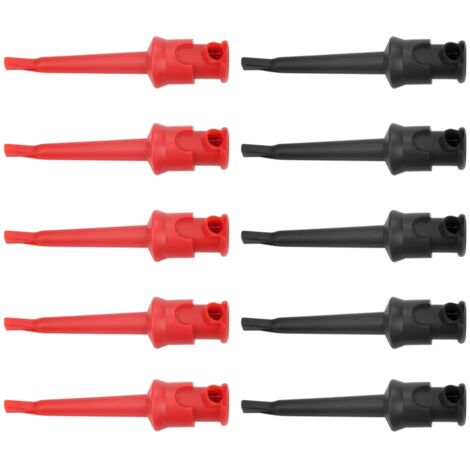 Jeffergarden Crochet de Test multimètre P5002, 10 pièces, pinces de plomb pour le soudage de câbles SMt SMD IC D20 (noir et rouge)