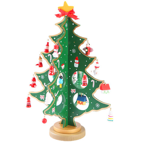 Jeffergarden Décoration d'arbre de nol de bureau, Mini ornements d'arbre de nol en bois à monter soi-même, cadeau pour enfants