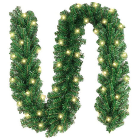 Jeffergarden Décorations de Guirlande de Noël Lumineuses, Feuille de PVC Réaliste, Intérieur Extérieur, 2,7 Mètres, Plastique pour Escaliers, Cheminées, Fenêtres, Vert (2.7m)