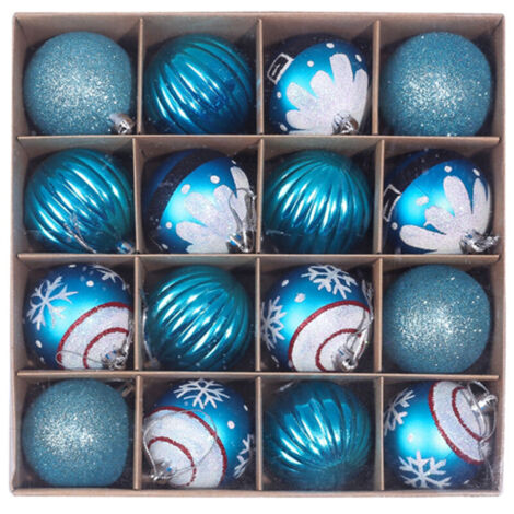 Jeffergarden Décorations de Noël, boules de Noël, décorations de plafond et de vitrine de centre commercial, décorations pour sapin de Noël, boules de Noël en boîte (bleu ciel + lotus).
