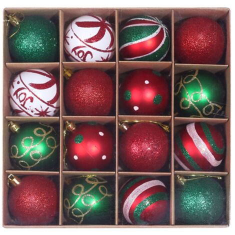 Jeffergarden Décorations de Noël, boules de Noël, décorations de plafond et de vitrine de centres commerciaux, décorations pour sapin de Noël, boules de Noël en boîte (rouges, vertes, blanches)