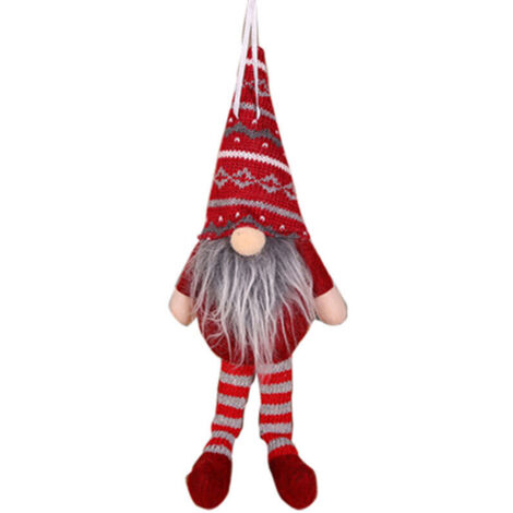 Jeffergarden Décorations de Noël créatives, comprenant une poupée mannequin de forêt assise, une mini décoration de sapin de Noël et un mannequin de forêt aux longues jambes (rouge foncé).