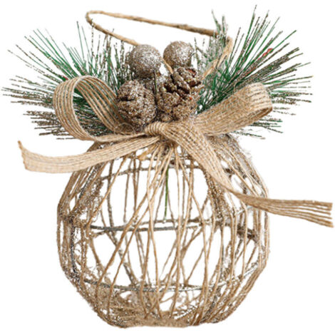 Jeffergarden Décorations de Noël, ornements pour sapin de Noël, accessoires, boules en fer forgé, décorations de Noël, boules creuses, boules de Noël couleur champagne de 8 cm