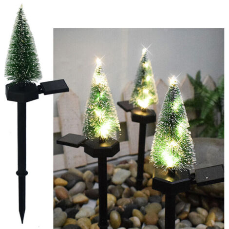 Jeffergarden Décorations de sapin de Noël à énergie solaire, inserts pour sapin de Noël, éclairage paysager LED pour terrasse et jardin, 1 sapin de Noël avec 6 lumières LED blanc chaud, IP55
