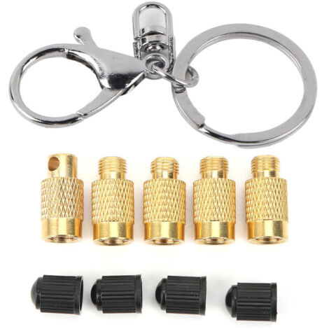 Jeffergarden Dégonfleur de pneu 4 en 1, outils de Valve de dégonflage de pneu portables pour véhicules tout-terrain avec bouchons de Valve porte-clés