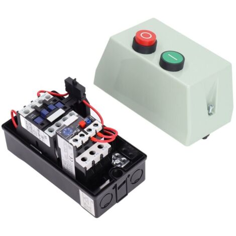 Jeffergarden Démarreur moteur magnétique avec rondelles caoutchouc – Protection 12‑18A – Contrôle électrique fiable et sécurité surcharge