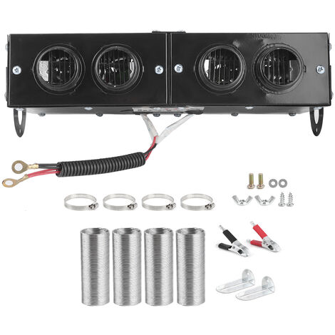 Jeffergarden Désembueur de chauffage de voiture, ventilateur de chauffage à 4 trous, dégivreur 12V, 800W