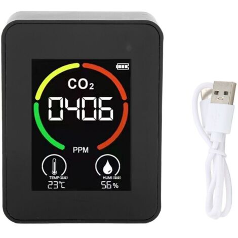 Jeffergarden Détecteur de dioxyde de carbone, moniteur de qualité de l'air, testeur de COVT, thermomètre à chargement USB, hygromètre pour usage domestique