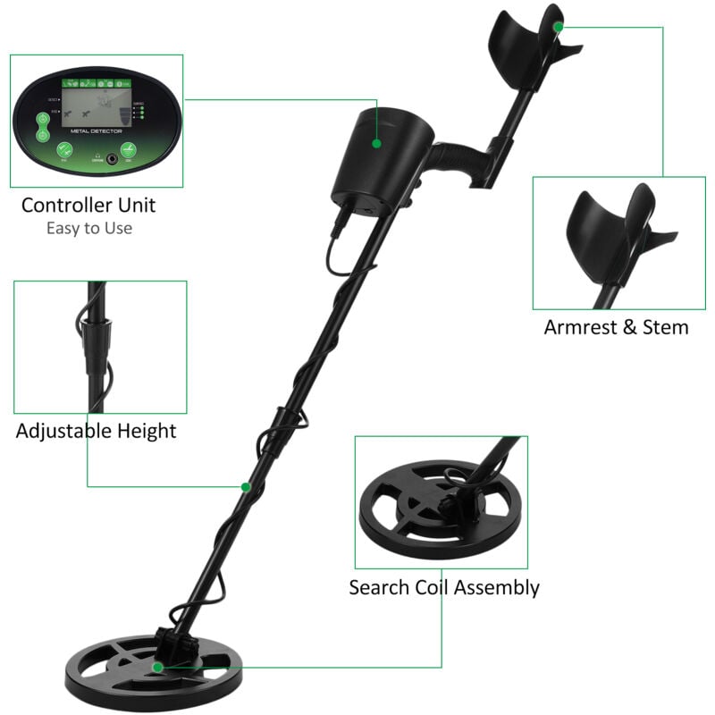 Jeffergarden - Détecteur de métaux pour adultes et enfants, professionnel, haute précision et sensibilité, étanche, métaux, or, avec écran lcd, mode