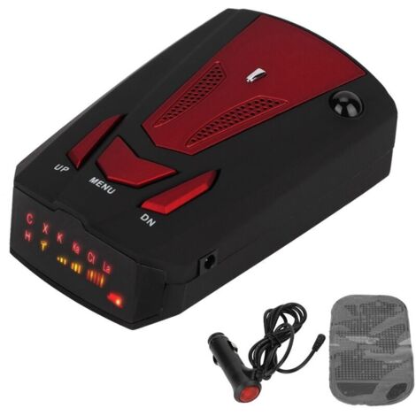 Jeffergarden Détecteur de radar laser GPS V7 à 16 bandes de fréquences, 360 degrés, avec alerte vocale de sécurité et contrôle de vitesse (rouge)