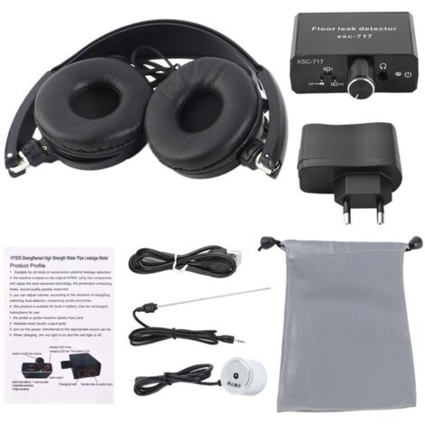 Jeffergarden Détecteurs de fuite d'eau sans fil pour la construction de maisons Capteur de fuite avec casque Moniteur de tuyau souterrain Double sonde Grossissement audio 20 000X - Sensibilité 70D dB