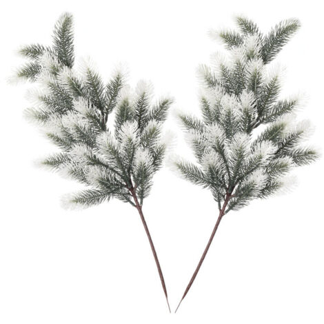 Jeffergarden Deux branches artificielles d'aiguilles de pin vertes, de 59 cm de long, petites branches, idéales pour la décoration de couronnes de Noël.