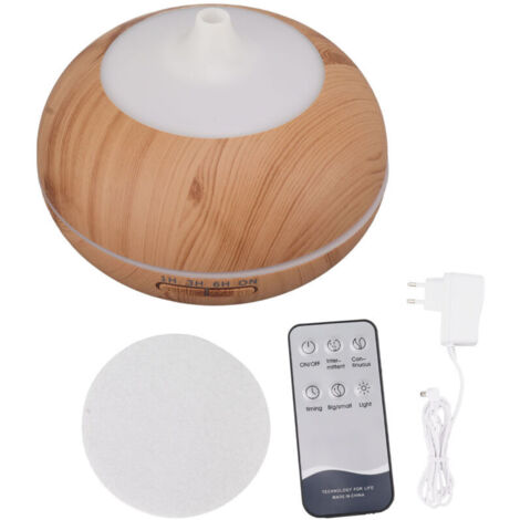 Jeffergarden Diffuseur d'aromathérapie à grains de bois 550ML, diffuseur d'arme, diffuseur d'huile à ultrasons, humidificateur 110-240V, modèle de télécommande, grain de bois clair, prise ue