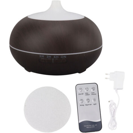 Jeffergarden Diffuseur d'aromathérapie à grains de bois 550ML, diffuseur d'arme, diffuseur d'huile à ultrasons, humidificateur 110-240V, modèle de télécommande, grain de bois profond, prise ue