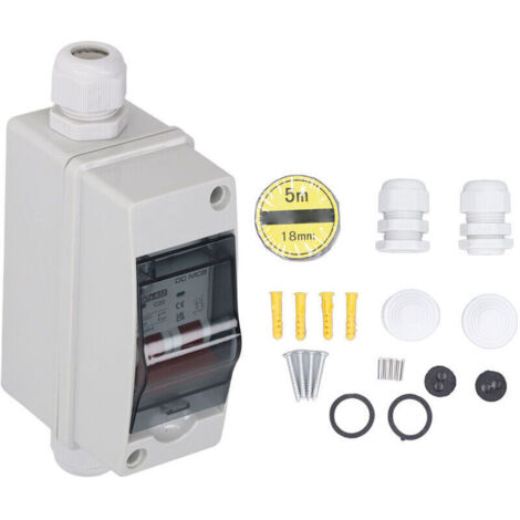Jeffergarden Disjoncteur miniature 2P IP65 interrupteur de déconnexion étanche pour système solaire PV DC 1000V 20A