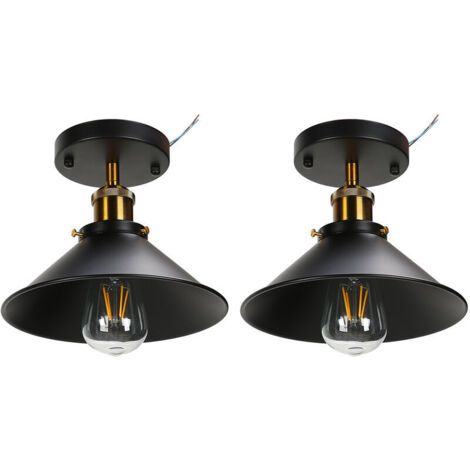 Jeffergarden E27 plafonnier industriel noir en fer forgé plafonnier pour couloir de cuisine de ferme 85-240V