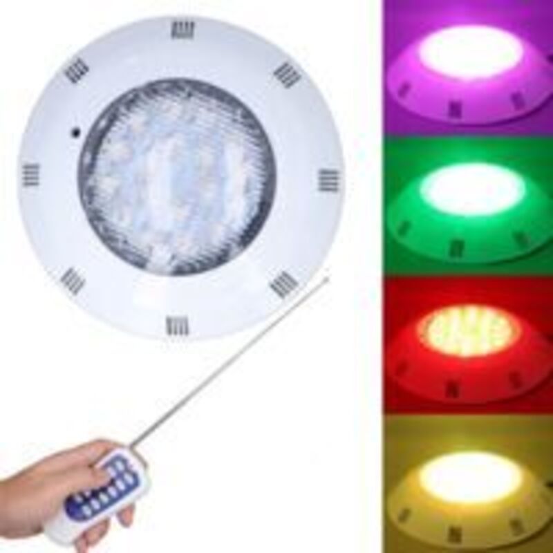 Jeffergarden Eclairage Piscine LED, 54W 18LED Piscine Sous l'eau IP68 Étanche RGBW, Lampe Piscine avec Télécommande, Lumière Piscine pour