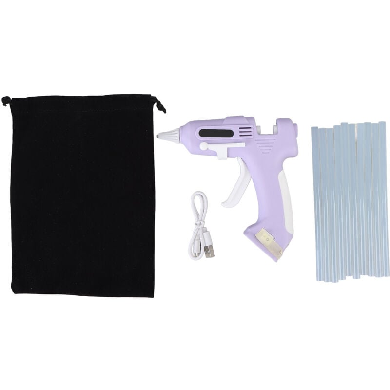Jeffergarden - Electric Hot Melt Set with 10 7mm High Tack Sticks, Cordless Melting Tool for Home and Crafts, Purple