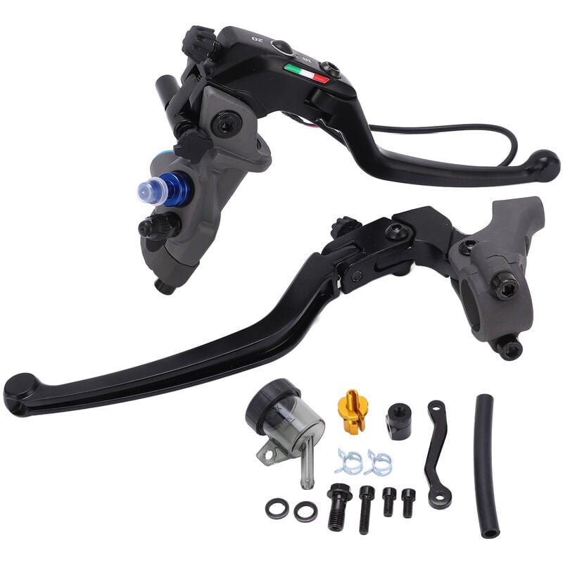 Jeffergarden - Embrayage de frein hydraulique de moto, 2 pièces, avec matre-cylindre, pompe de réservoir, alliage d'aluminium noir