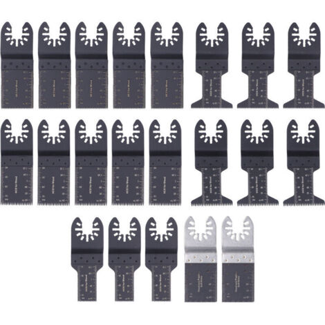 Jeffergarden Ensemble de 21 lames de scie oscillante pour le travail du bois avec jeu de lames multi-outils à manche droit poli à dégagement rapide