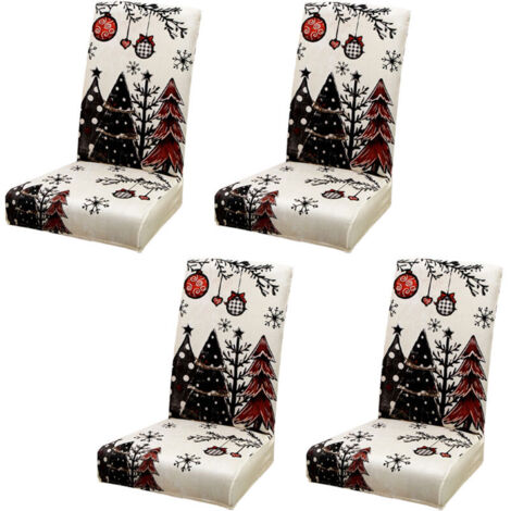 Jeffergarden Ensemble de 4 housses de chaise de Noël, housses de chaise élastiques couvrant toute la surface, housses de chaise universelles monobloc couvrantes pour les modèles européens et américain