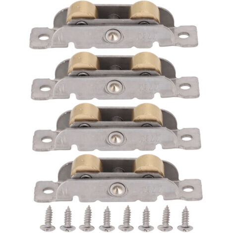 Jeffergarden Ensemble de 4 roulettes pour porte-fenêtre coulissante, en acier inoxydable et cuivre, avec roulement à billes pour verre plat.