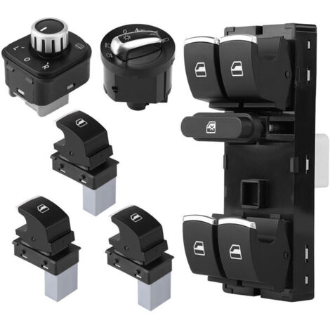 Jeffergarden Ensemble de 6 interrupteurs chromés pour phares, vitres et rétroviseurs, pour B6 CC MK5 MK6