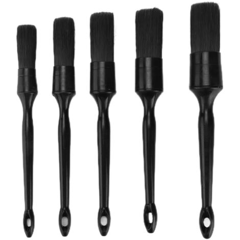 Jeffergarden Ensemble de brosses de nettoyage de voiture, 5 pièces/ensemble, outil d'entretien de microfilaments en microfibre à crinière Pure noire