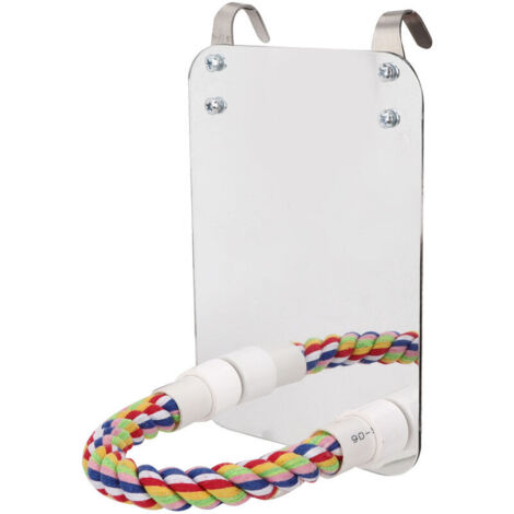 Jeffergarden Ensemble de jouets sur support en corde de coton à mcher pour oiseaux et perroquets, avec miroir en acier inoxydable, type 1
