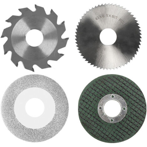 Jeffergarden Ensemble de lames de tronçonneuse, comprenant une lame de scie en résine de 63 mm (2,5"), une lame de scie diamantée de 60 mm, une lame de scie en acier rapide de 2,5" et une lame de scie